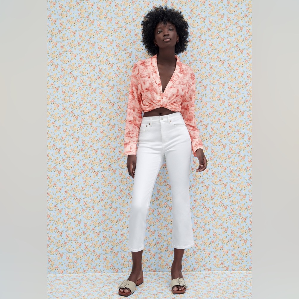 Zara The Dreed Flare Jeans Off White